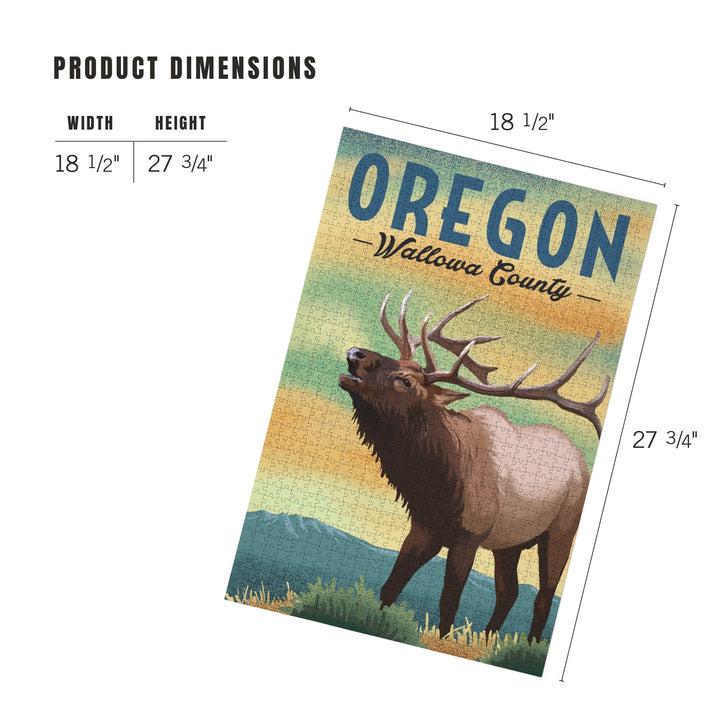 Wallowa County, Oregon, Elk, Lithograph, Jigsaw Puzzle Puzzle Lantern Press 