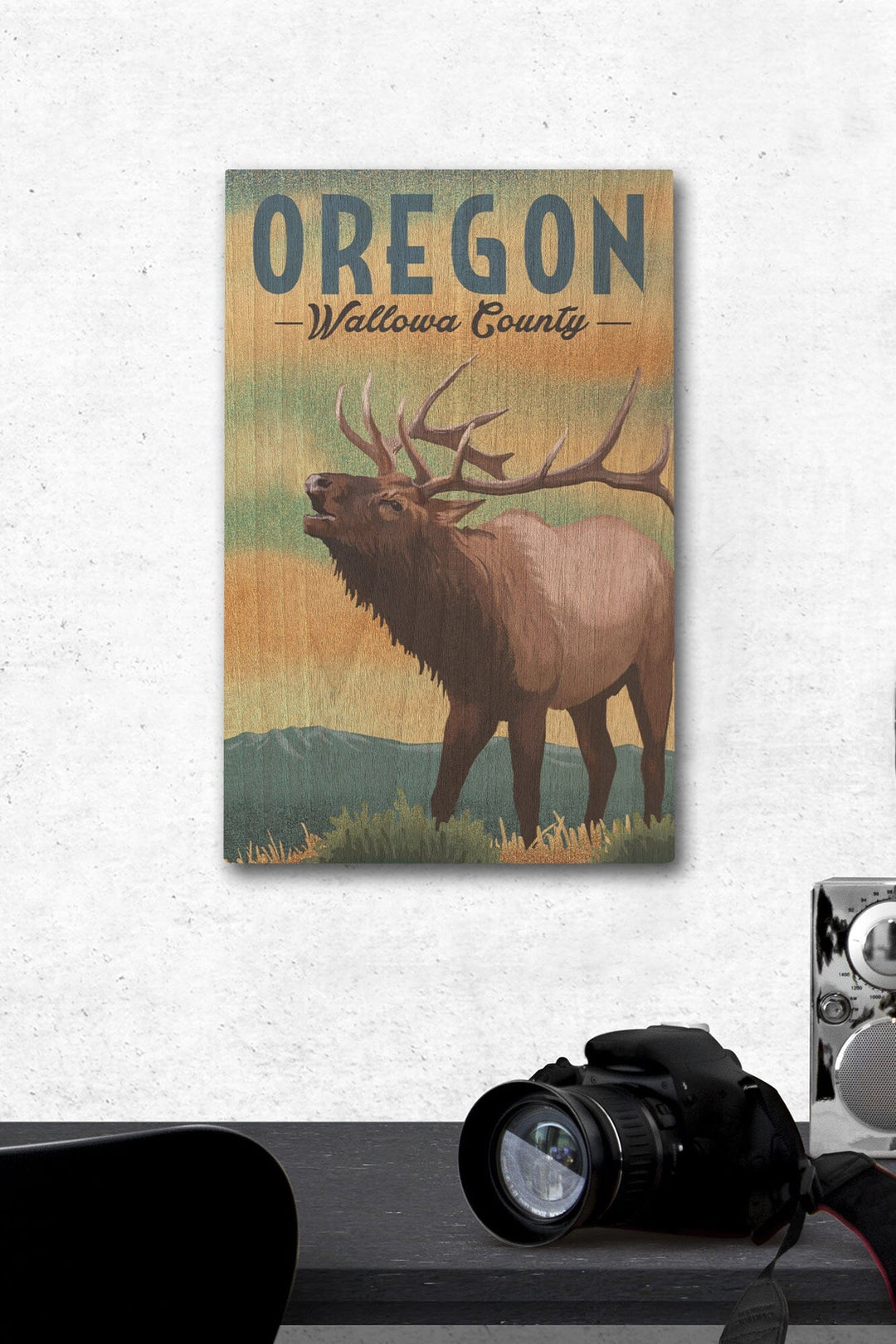 Wallowa County, Oregon, Elk, Lithograph, Lantern Press Artwork, Wood Signs and Postcards Wood Lantern Press 12 x 18 Wood Gallery Print 