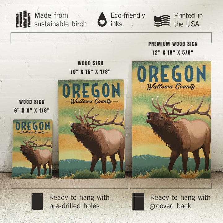 Wallowa County, Oregon, Elk, Lithograph, Lantern Press Artwork, Wood Signs and Postcards Wood Lantern Press 