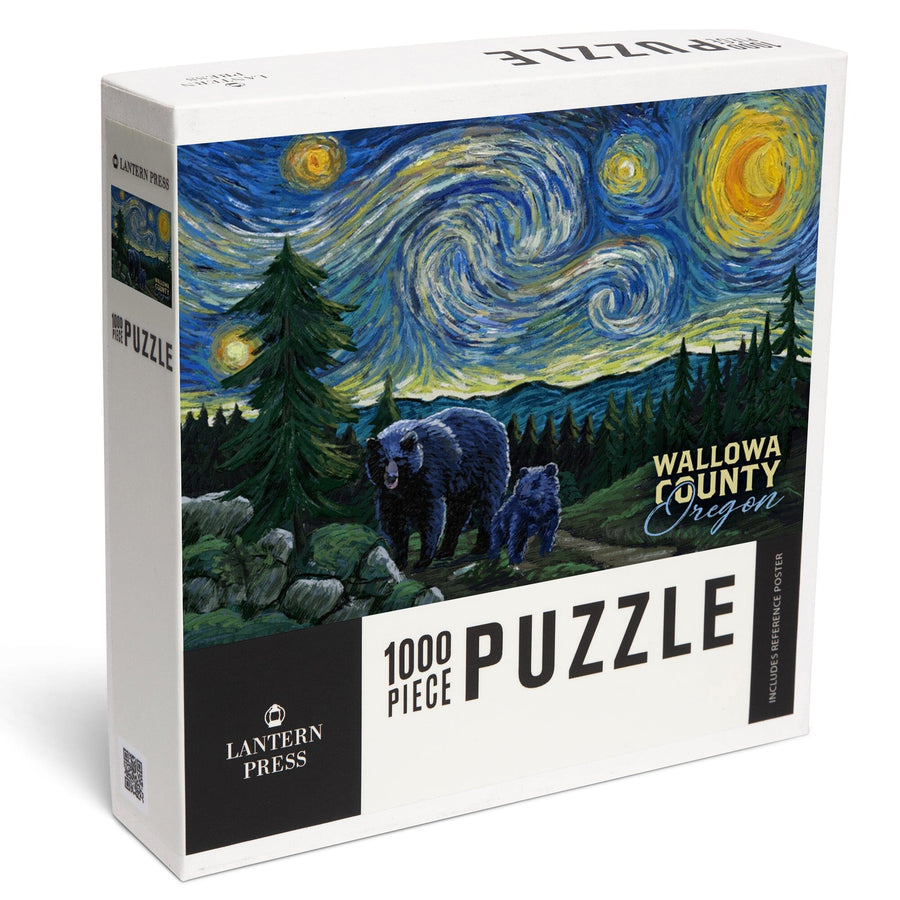 Wallowa Lake, Oregon, Bear, Starry Night, Jigsaw Puzzle Puzzle Lantern Press 