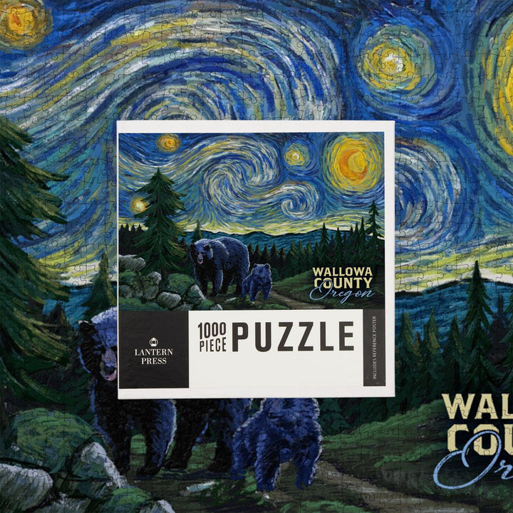 Wallowa Lake, Oregon, Bear, Starry Night, Jigsaw Puzzle Puzzle Lantern Press 