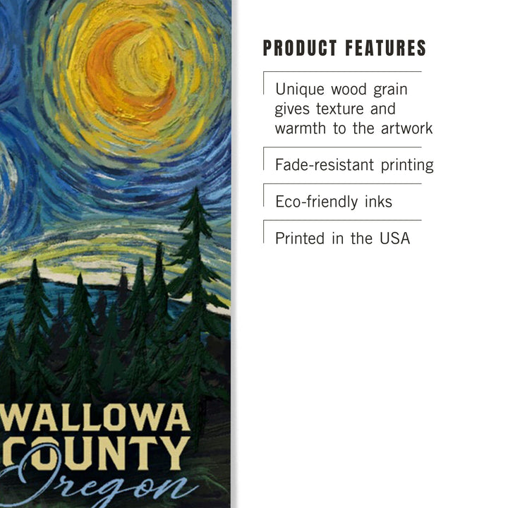 Wallowa Lake, Oregon, Bear, Starry Night, Lantern Press Artwork, Wood Signs and Postcards Wood Lantern Press 
