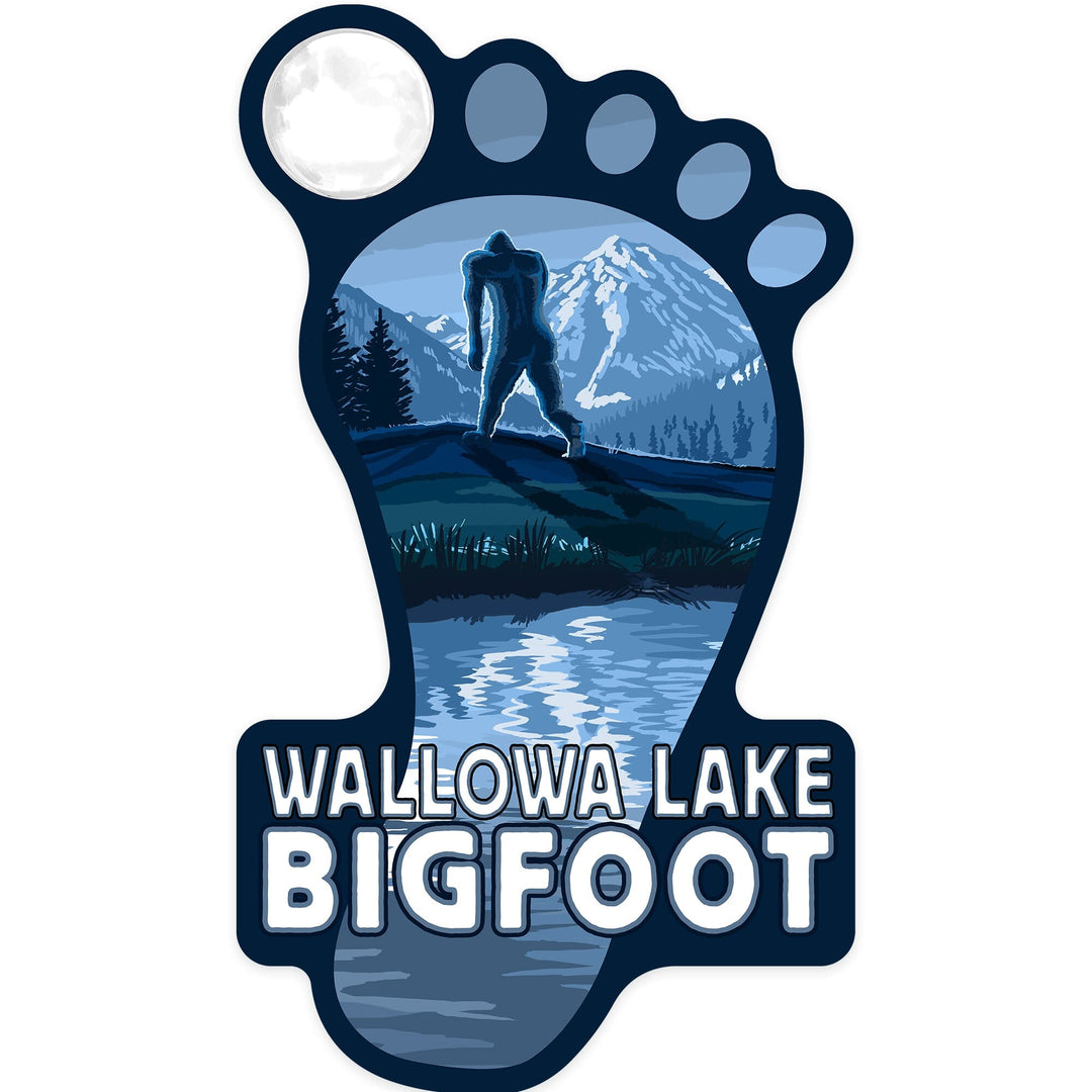 Wallowa Lake, Oregon, Bigfoot, Contour, Vinyl Sticker Sticker Lantern Press 