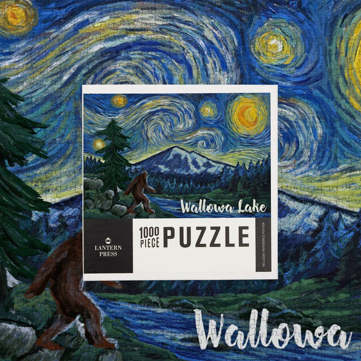Wallowa Lake, Oregon, Columbia River, Bigfoot, Starry Night, Jigsaw Puzzle Puzzle Lantern Press 