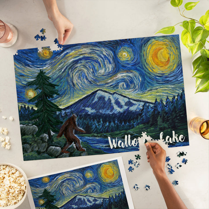 Wallowa Lake, Oregon, Columbia River, Bigfoot, Starry Night, Jigsaw Puzzle Puzzle Lantern Press 