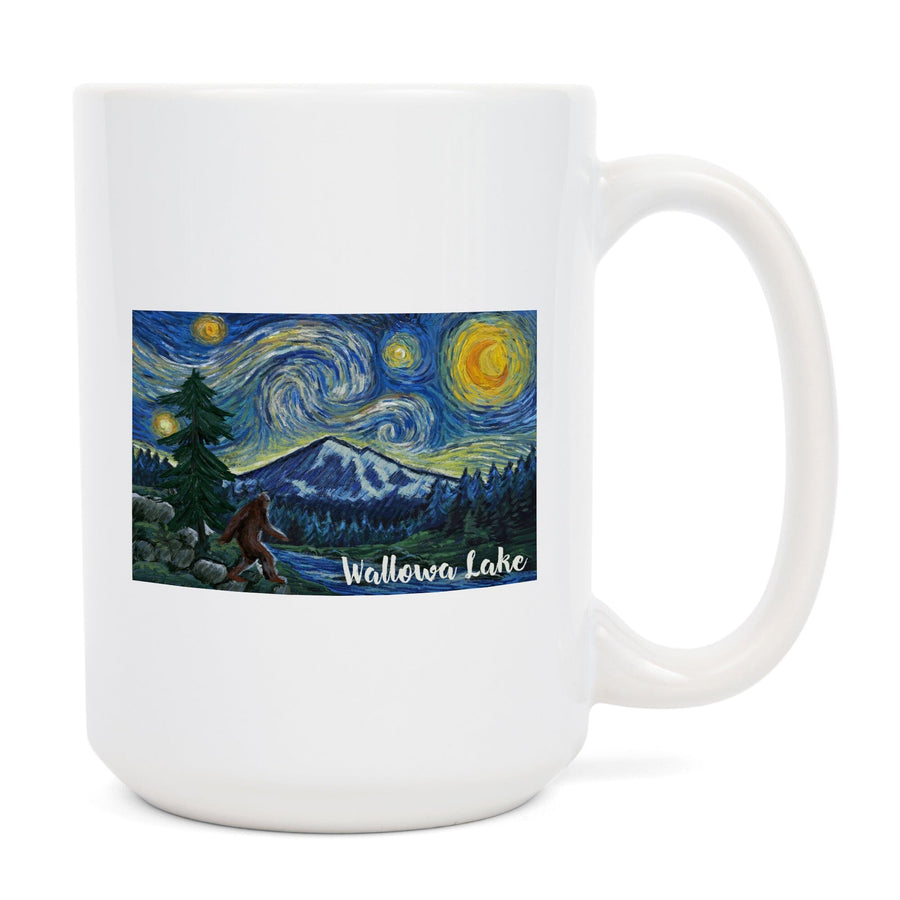 Wallowa Lake, Oregon, Columbia River, Bigfoot, Starry Night, Lantern Press Artwork, Ceramic Mug Mugs Lantern Press 