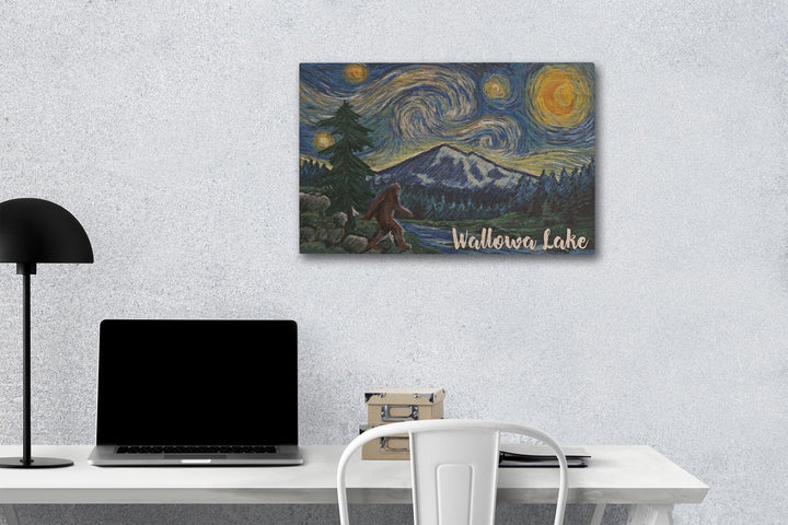 Wallowa Lake, Oregon, Columbia River, Bigfoot, Starry Night, Lantern Press Artwork, Wood Signs and Postcards Wood Lantern Press 12 x 18 Wood Gallery Print 