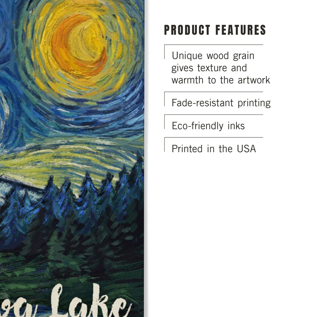 Wallowa Lake, Oregon, Columbia River, Bigfoot, Starry Night, Lantern Press Artwork, Wood Signs and Postcards Wood Lantern Press 