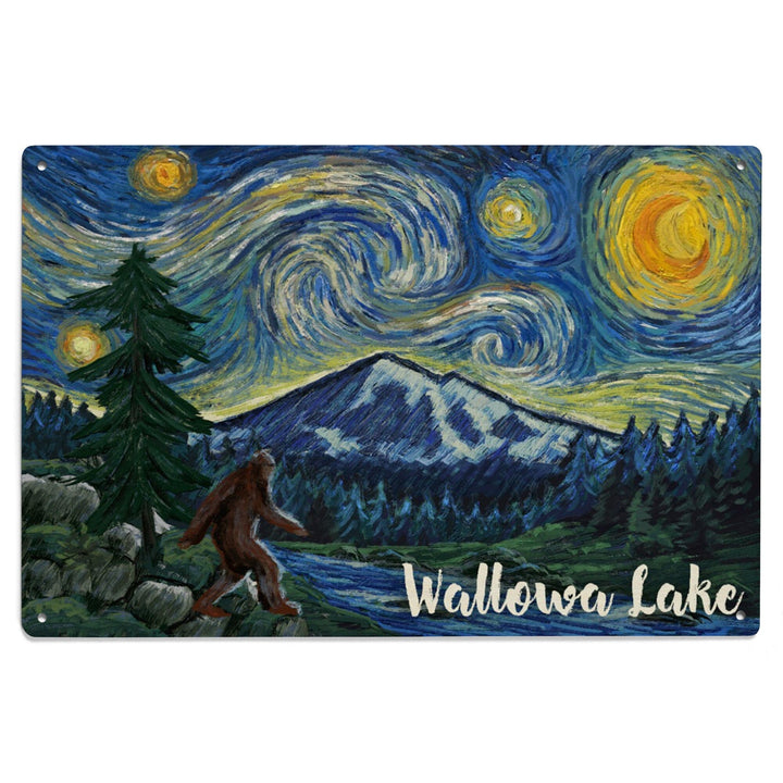 Wallowa Lake, Oregon, Columbia River, Bigfoot, Starry Night, Lantern Press Artwork, Wood Signs and Postcards Wood Lantern Press 