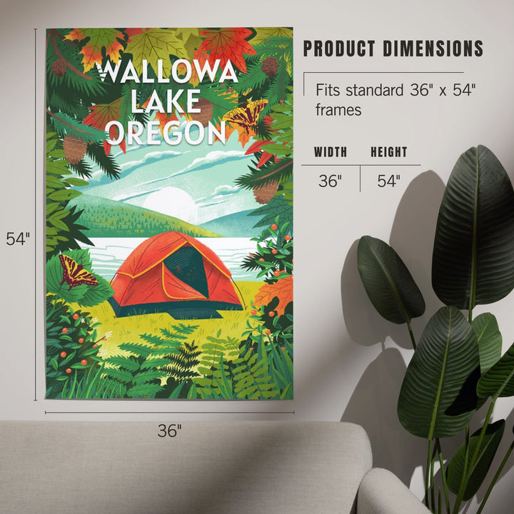 Wallowa Lake, Oregon, Get Outside Series, Tent Camping, Fall Colors, Art & Giclee Prints Art Lantern Press 