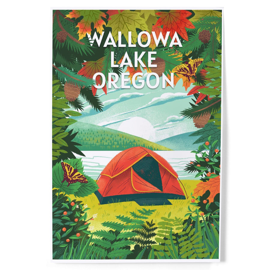 Wallowa Lake, Oregon, Get Outside Series, Tent Camping, Fall Colors, Art & Giclee Prints Art Lantern Press 