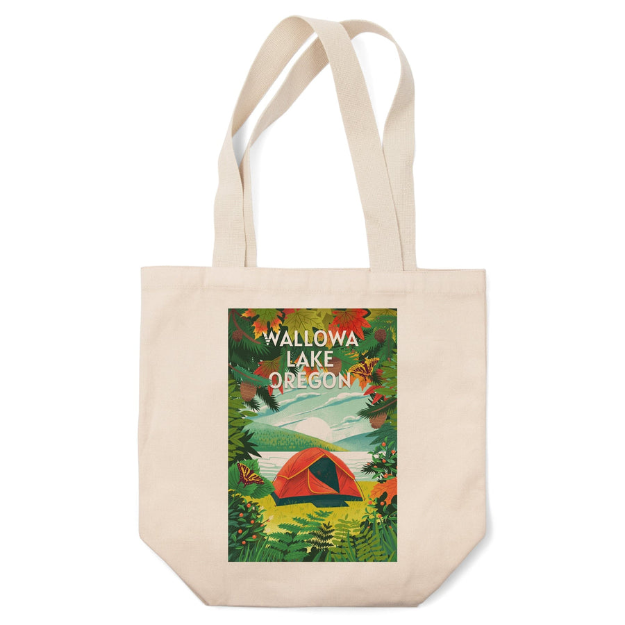 Wallowa Lake, Oregon, Get Outside Series, Tent Camping, Fall Colors, Tote Bag Totes Lantern Press 