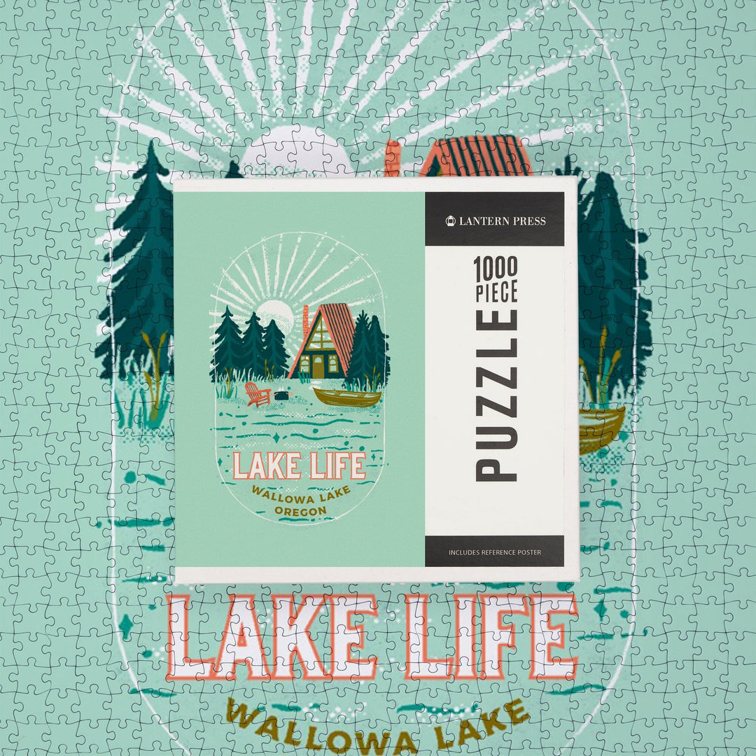 Wallowa Lake, Oregon, Lake Life Series, Lake Life, Contour, Jigsaw Puzzle Puzzle Lantern Press 