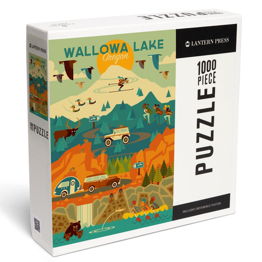 Wallowa Lake, Oregon, Pacific Wonderland, Geometric, Jigsaw Puzzle Puzzle Lantern Press 