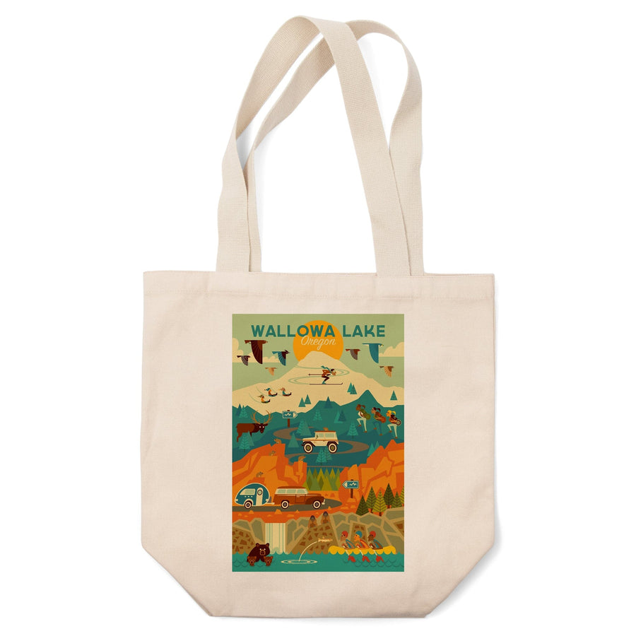 Wallowa Lake, Oregon, Pacific Wonderland, Geometric, Tote Bag Totes Lantern Press 