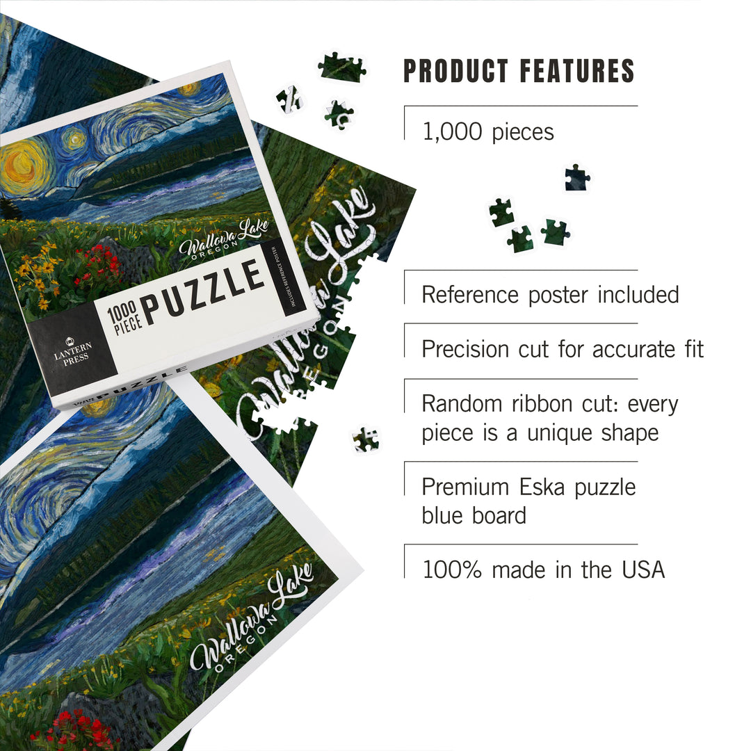 Wallowa Lake, Oregon, Starry Night, Jigsaw Puzzle Puzzle Lantern Press 