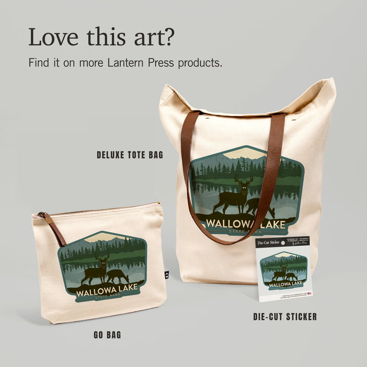 Wallowa Lake State Park, Oregon, Deer Silhouette, Contour, Lantern Press Artwork, Vinyl Sticker Sticker Lantern Press 