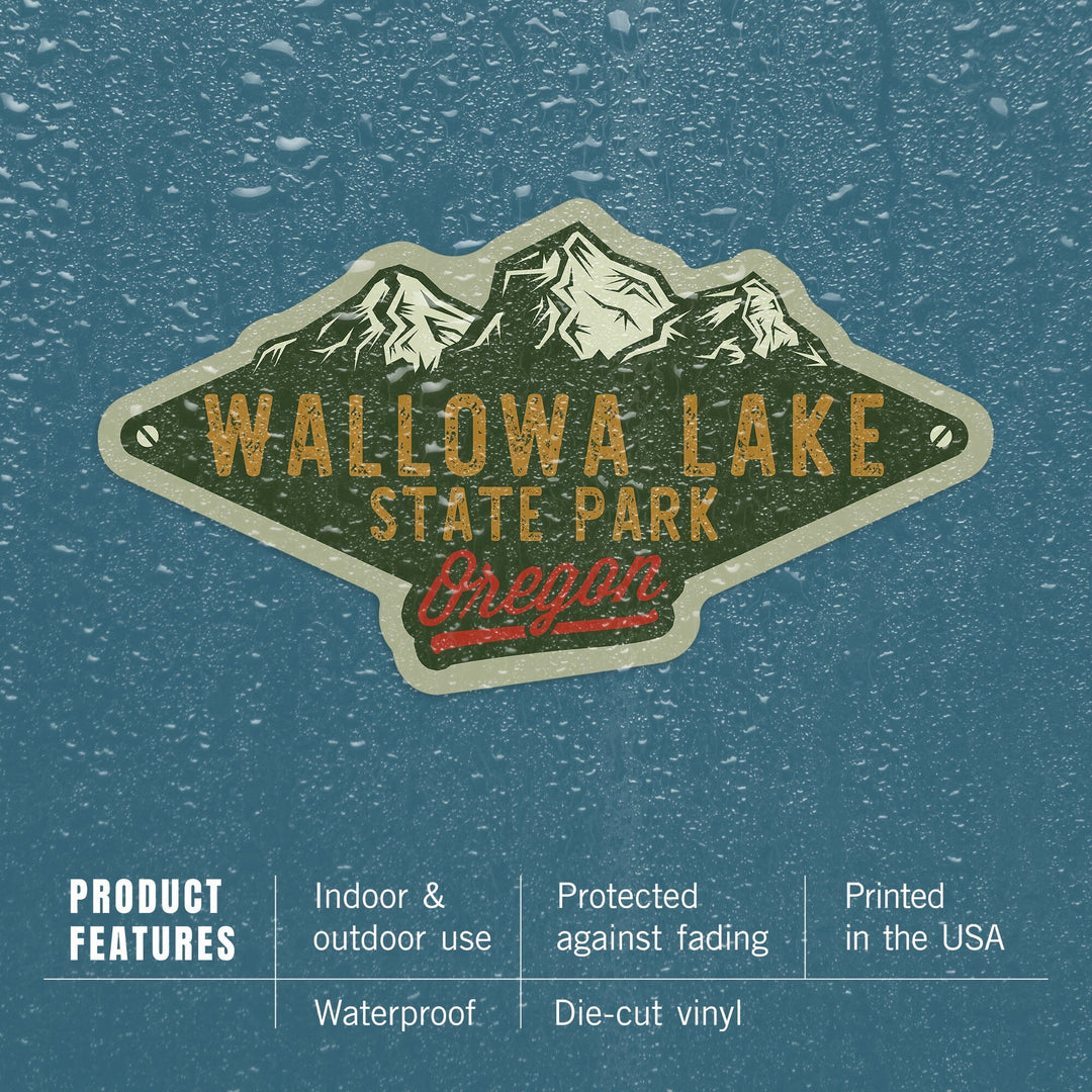 Wallowa Lake State Park, Oregon, Mountains, Green, Contour, Lantern Press Artwork, Vinyl Sticker Sticker Lantern Press 