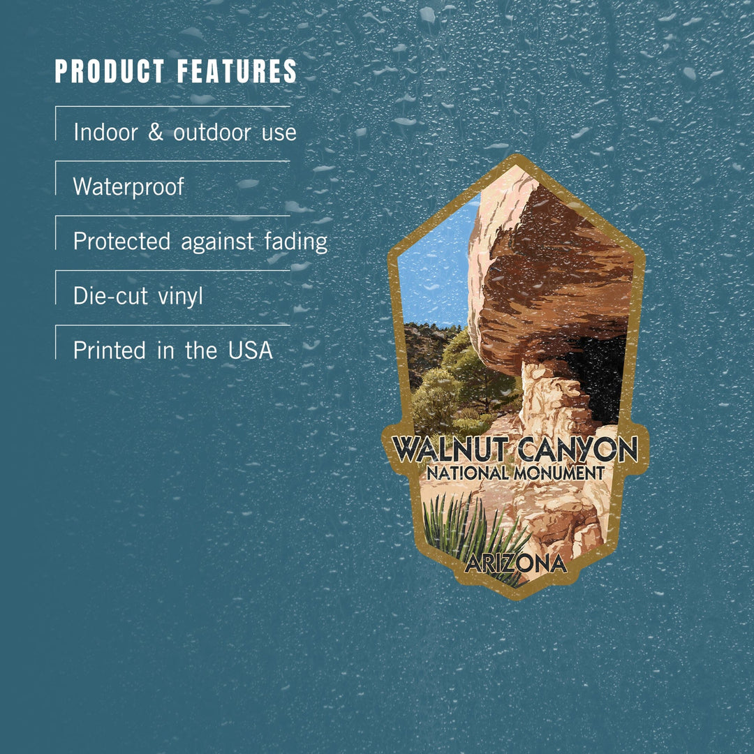 Walnut Canyon National Monument, Arizona, Contour, Lantern Press Artwork, Vinyl Sticker Sticker Lantern Press 