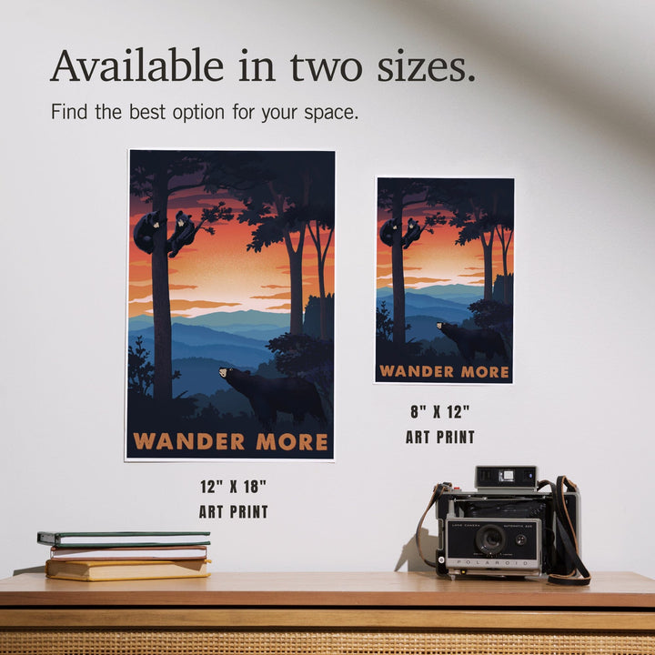 Wander More Collection, Bear Family At Sunset, Art & Giclee Prints Art Lantern Press 