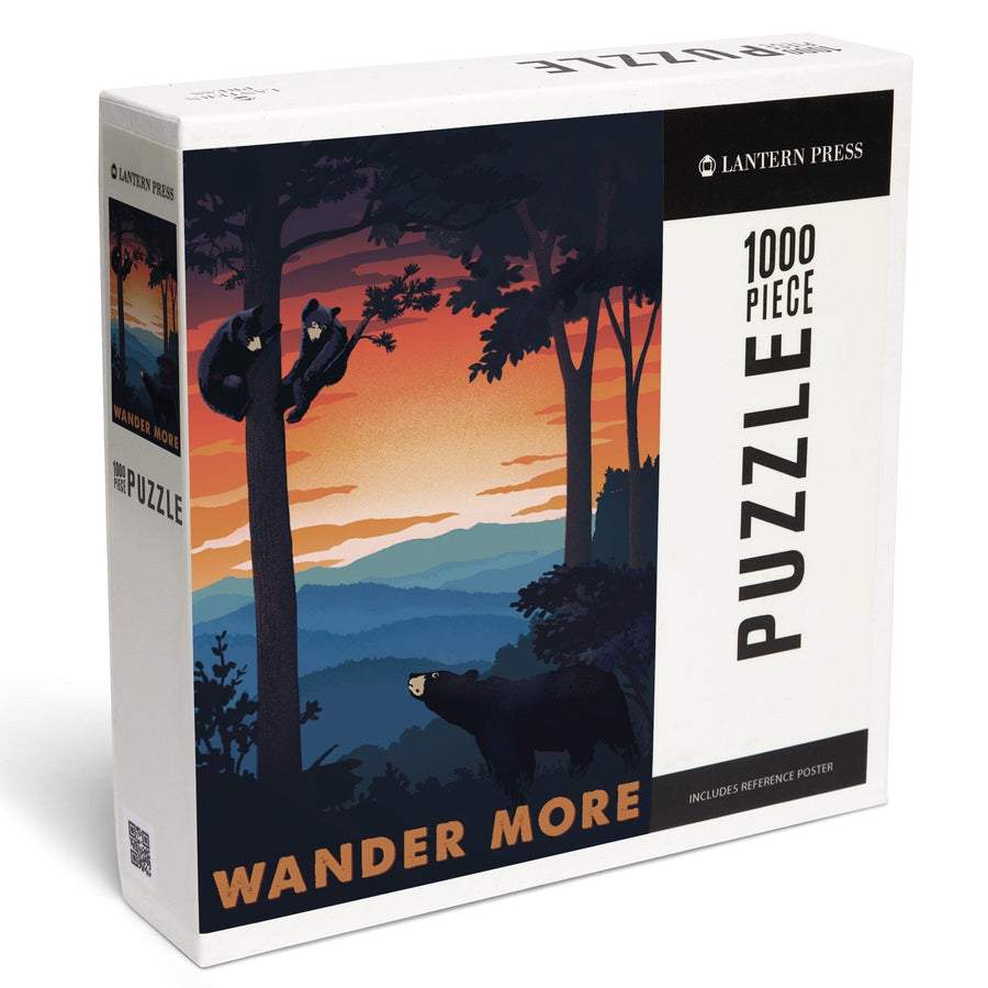 Wander More Collection, Bear Family At Sunset, Jigsaw Puzzle Puzzle Lantern Press 