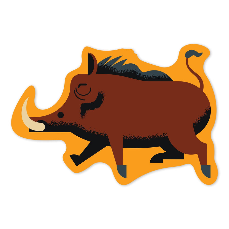 Warthog, Geometric, Contour, Vinyl Sticker Sticker Lantern Press 