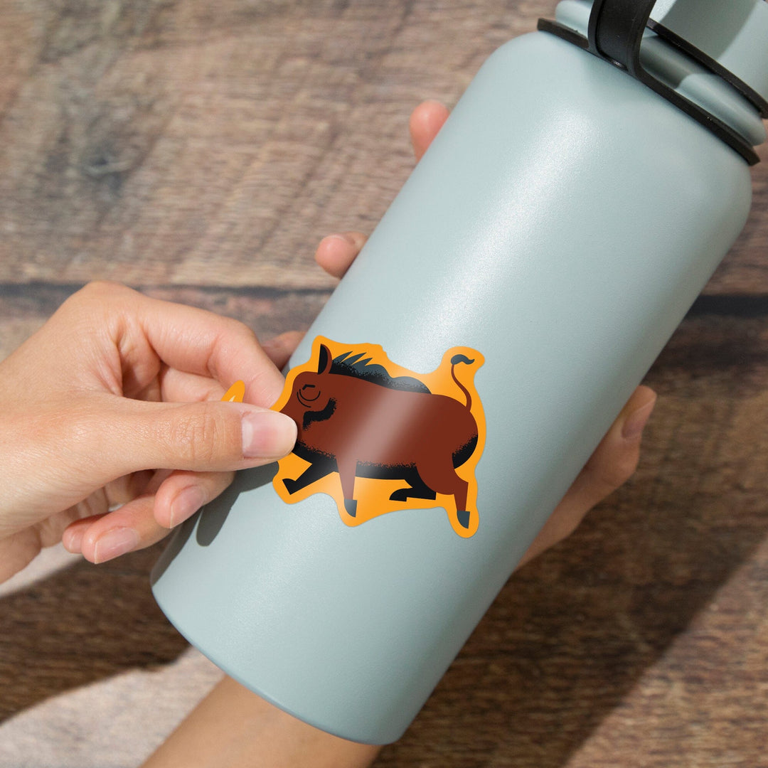 Warthog, Geometric, Contour, Vinyl Sticker Sticker Lantern Press 