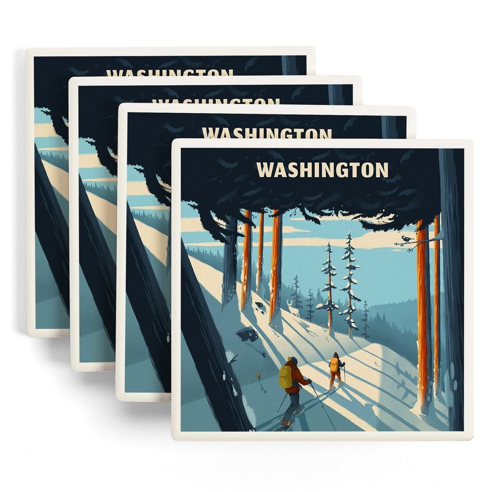 Washington, Better on Foot, Snowshoeing, Coasters Coasters Lantern Press 