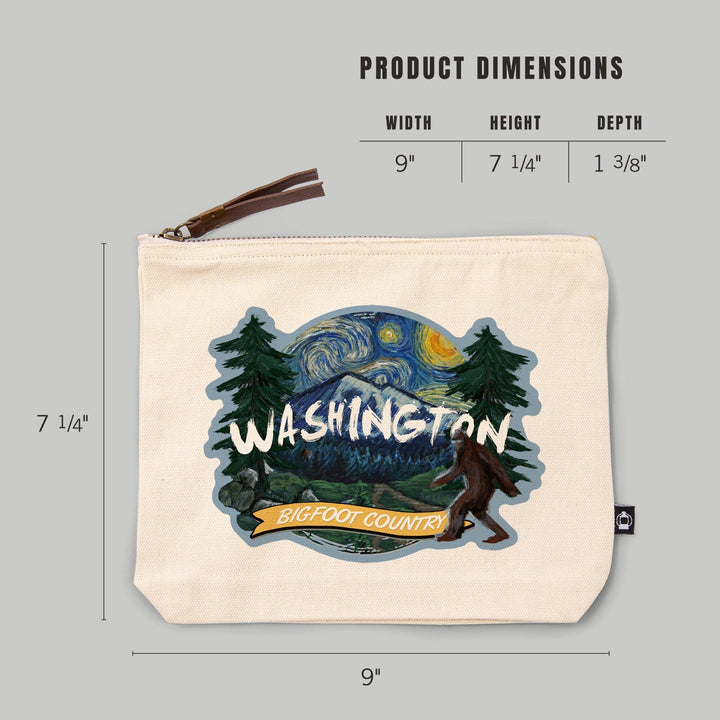 Washington, Bigfoot Country, Starry Night, Contour, Lantern Press Artwork, Accessory Go Bag Totes Lantern Press 