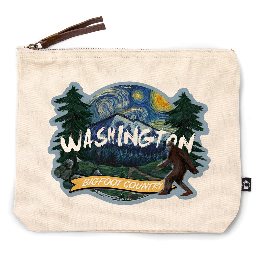 Washington, Bigfoot Country, Starry Night, Contour, Lantern Press Artwork, Accessory Go Bag Totes Lantern Press 