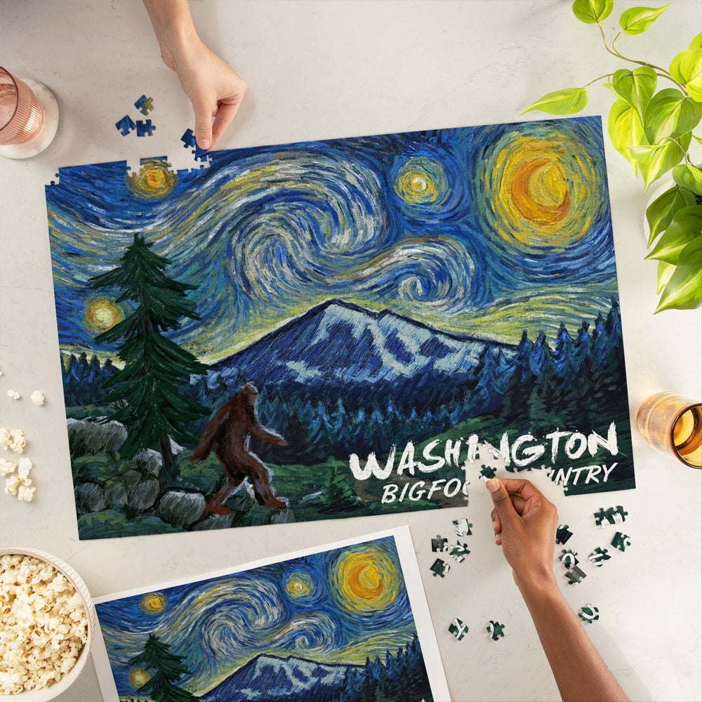Washington, Bigfoot Country, Starry Night, Jigsaw Puzzle Puzzle Lantern Press 