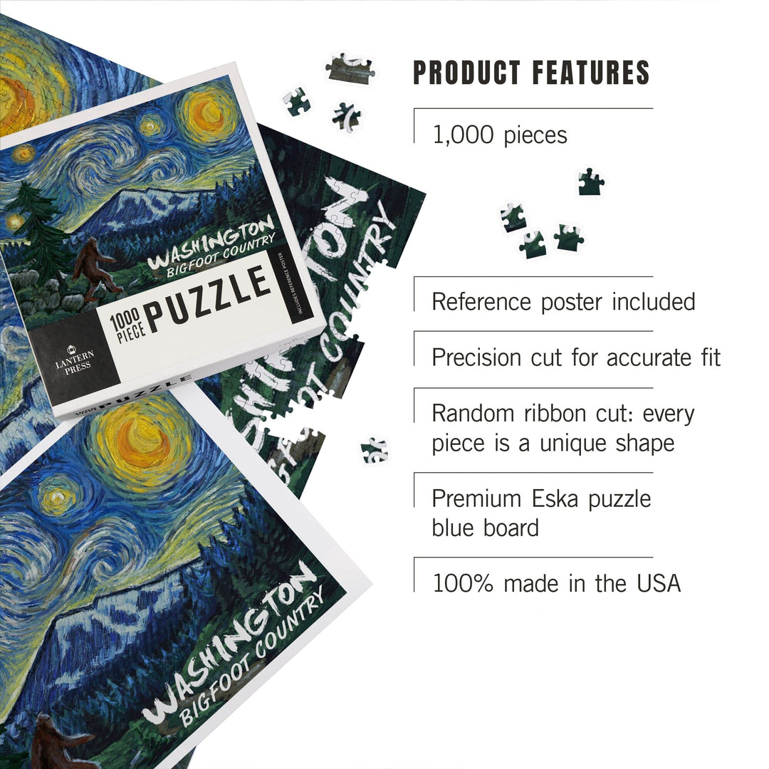 Washington, Bigfoot Country, Starry Night, Jigsaw Puzzle Puzzle Lantern Press 