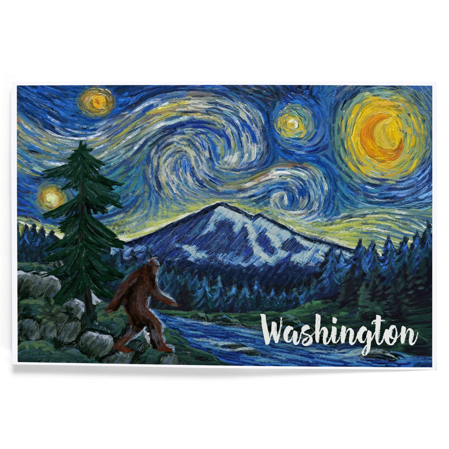 Washington, Bigfoot, Starry Night, Art & Giclee Prints Art Lantern Press 