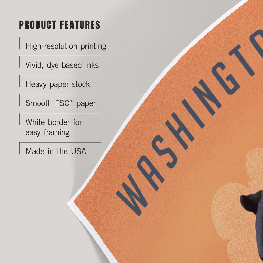 Washington, Black Bear, Litho, Art & Giclee Prints Art Lantern Press 