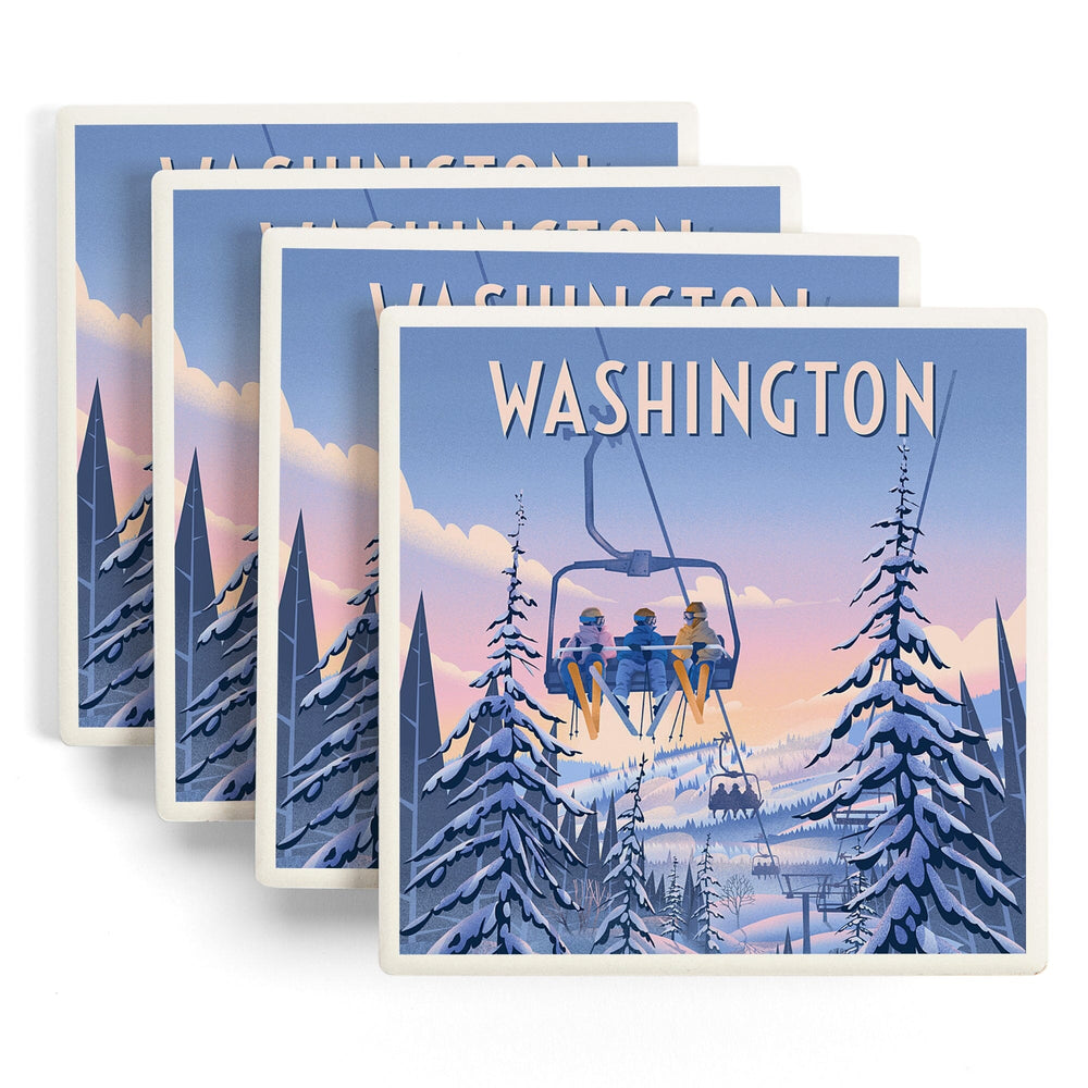 Washington, Chill on the Uphill, Ski Lift, Coasters Coasters Lantern Press 