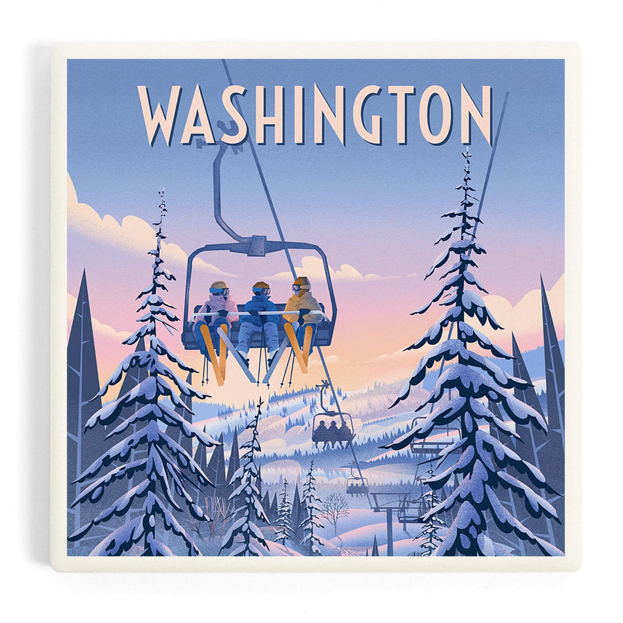 Washington, Chill on the Uphill, Ski Lift, Coasters Coasters Lantern Press 