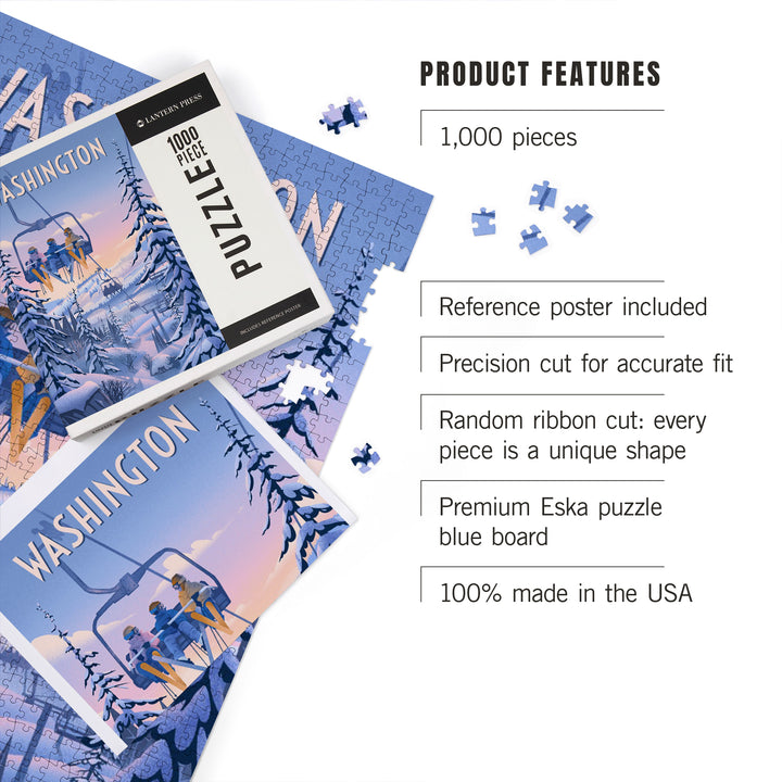 Washington, Chill on the Uphill, Ski Lift, Jigsaw Puzzle Puzzle Lantern Press 