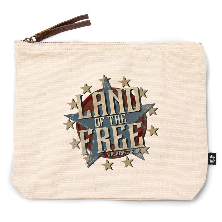 Washington, DC, Americana, Land of the Free,, Organic Cotton Zipper Pouch, Go Bag Go Bag Lantern Press 