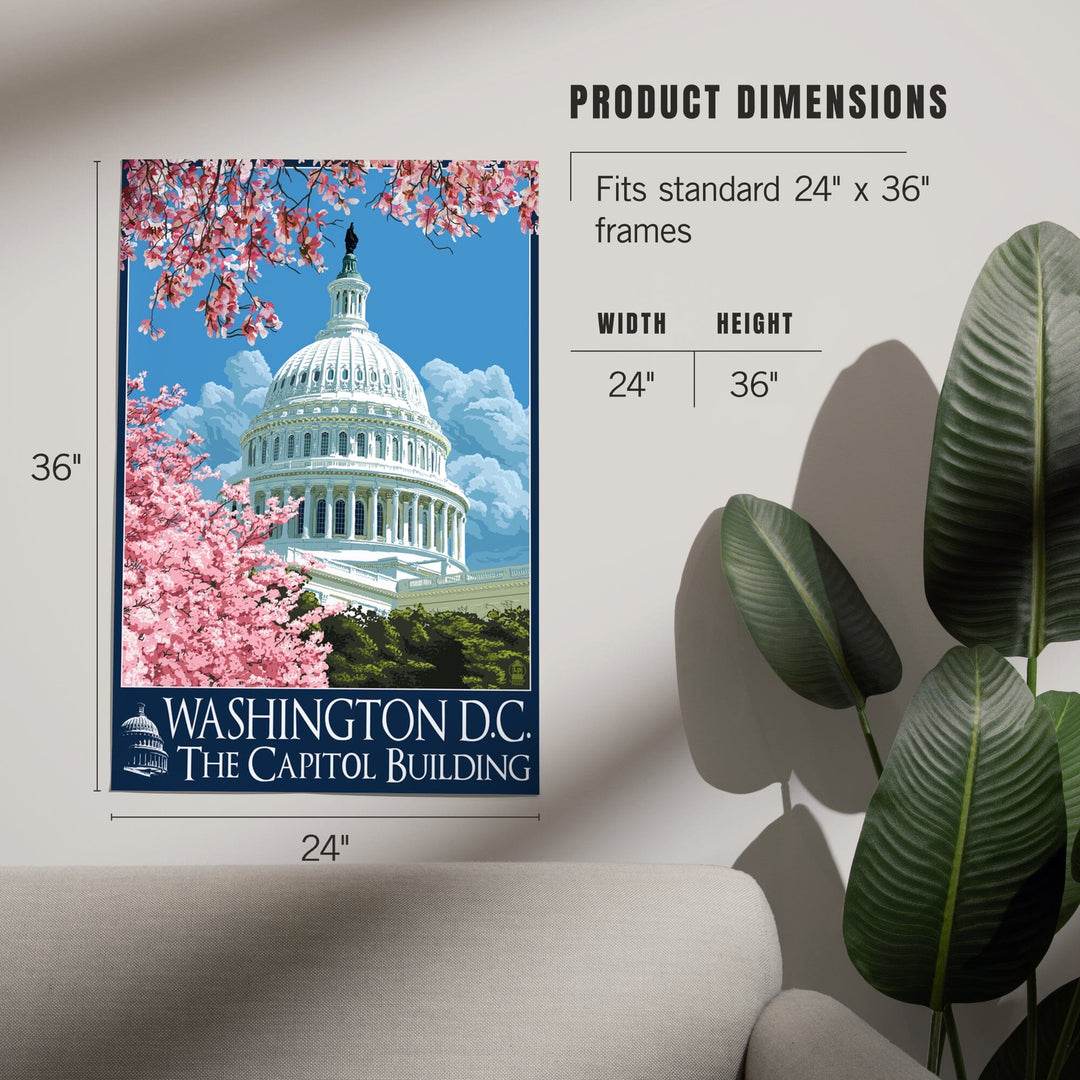Washington DC, Capitol Building and Cherry Blossoms, Art & Giclee Prints Art Lantern Press 