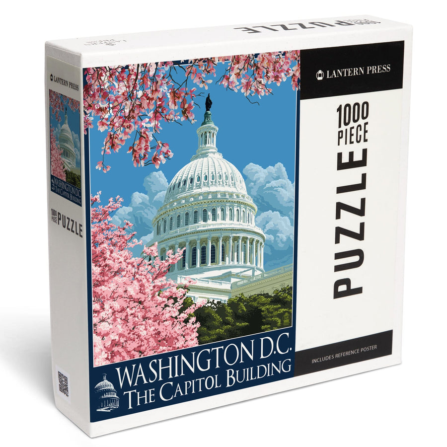 Washington DC, Capitol Building and Cherry Blossoms, Jigsaw Puzzle Puzzle Lantern Press 