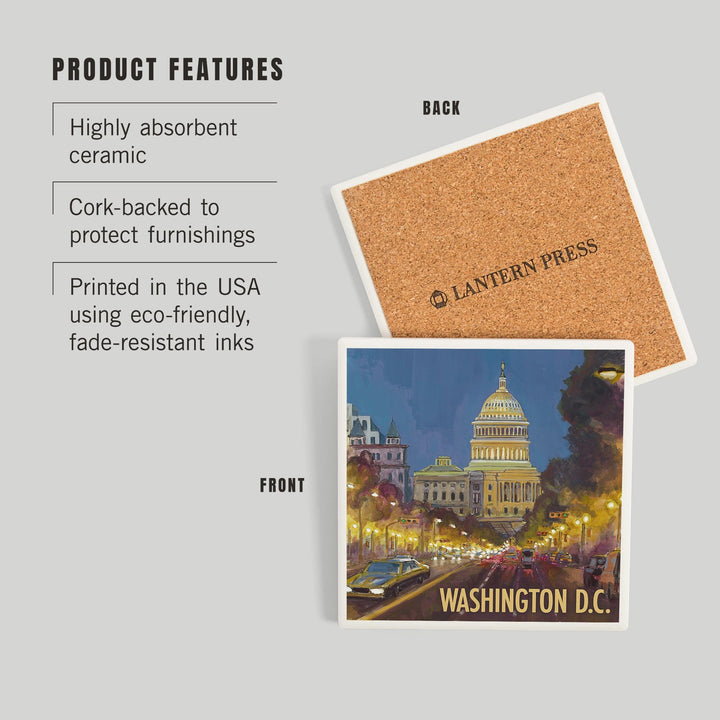 Washington DC, Capitol Building, Coasters Coasters Lantern Press 