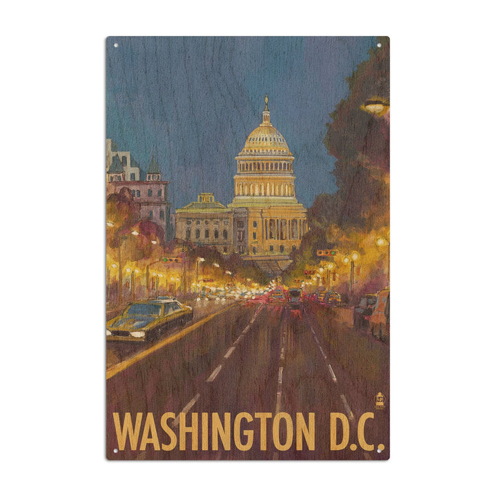 Washington DC, Capitol Building, Lantern Press Artwork, Wood Signs and Postcards Wood Lantern Press 10 x 15 Wood Sign 