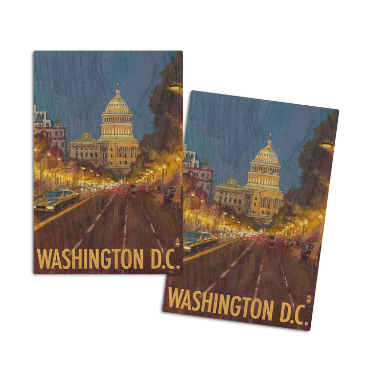 Washington DC, Capitol Building, Lantern Press Artwork, Wood Signs and Postcards Wood Lantern Press 4x6 Wood Postcard Set 