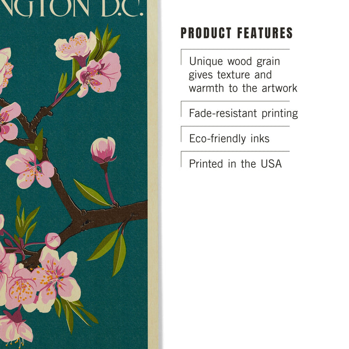 Washington DC, Cherry Blossoms, Lantern Press Artwork, Wood Signs and Postcards Wood Lantern Press 