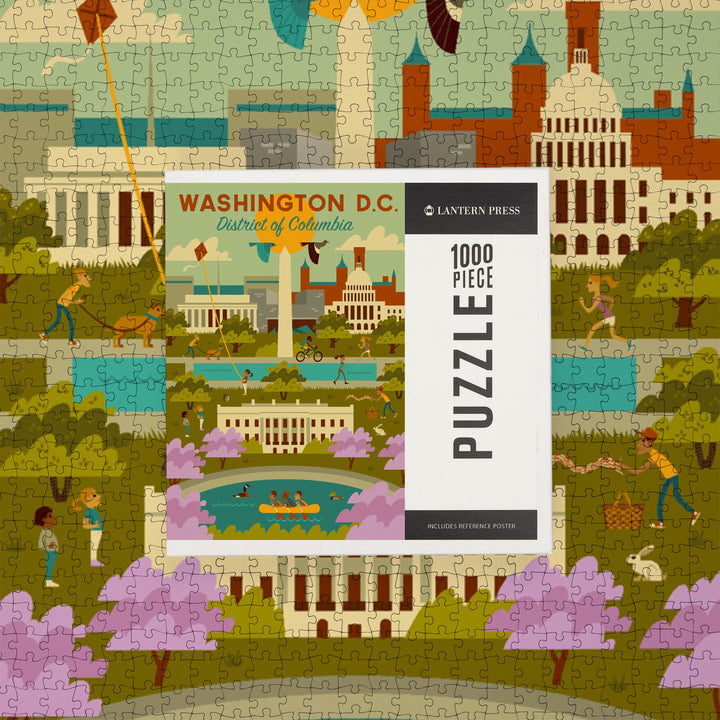 Washington DC, Geometric City Series, Jigsaw Puzzle Puzzle Lantern Press 