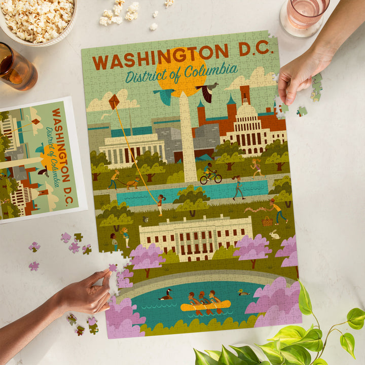 Washington DC, Geometric City Series, Jigsaw Puzzle Puzzle Lantern Press 
