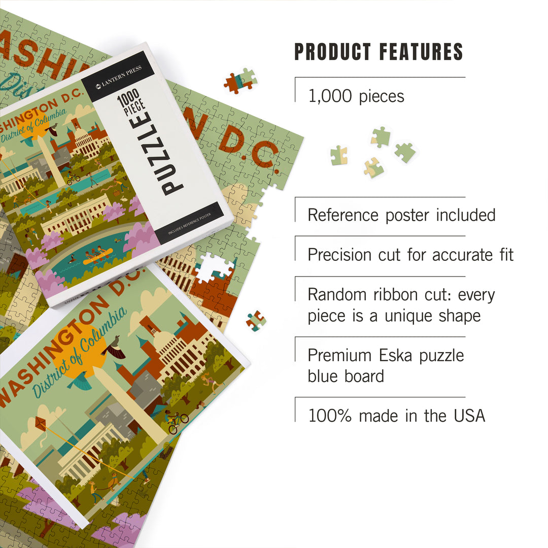 Washington DC, Geometric City Series, Jigsaw Puzzle Puzzle Lantern Press 