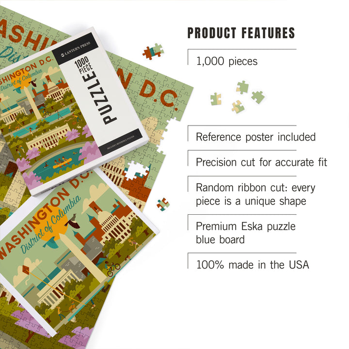 Washington DC, Geometric City Series, Jigsaw Puzzle Puzzle Lantern Press 