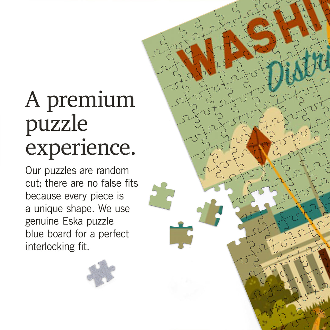Washington DC, Geometric City Series, Jigsaw Puzzle Puzzle Lantern Press 