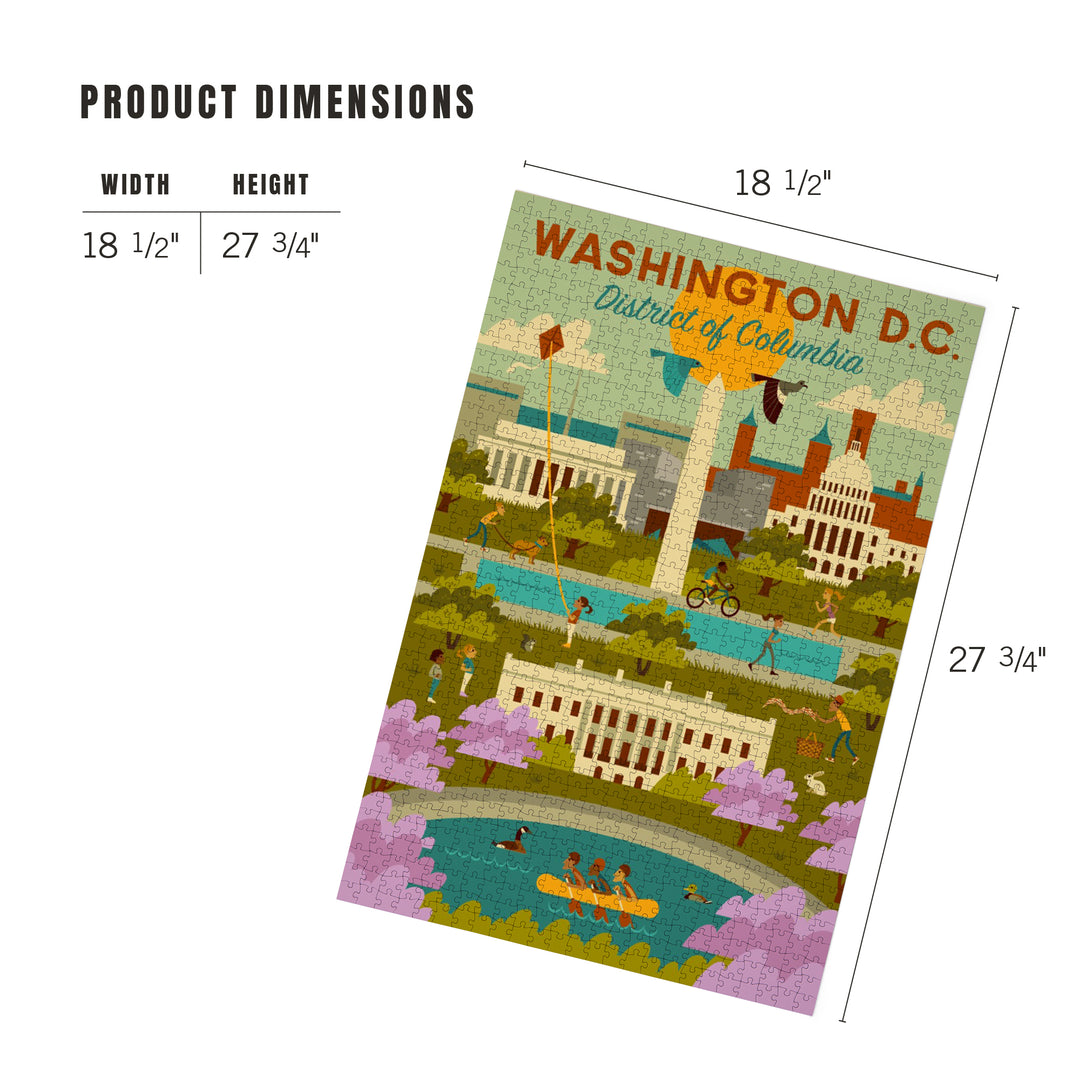 Washington DC, Geometric City Series, Jigsaw Puzzle Puzzle Lantern Press 